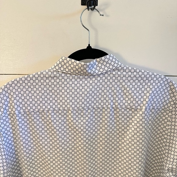 TED BAKER Men White-Gray Patterned short sleeve preppy button career Shirt 4 - Picture 9 of 10